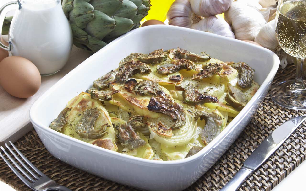 Carciofi e patate al forno - Ricette Selenella