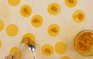 Riempire i ravioli con l'impasto