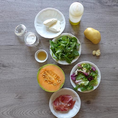 Insalata di Patate, Melone, Prosciutto crudo e Primo sale - Ricette Selenella